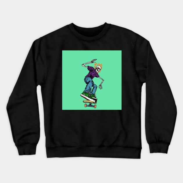 Skatazz skeleton green Crewneck Sweatshirt by SKATAZZ